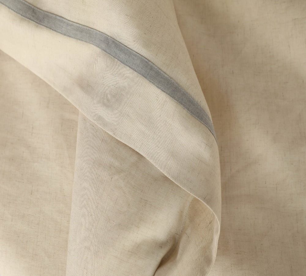 Bamboo linen duvet cover sustainable neutral colors with trim